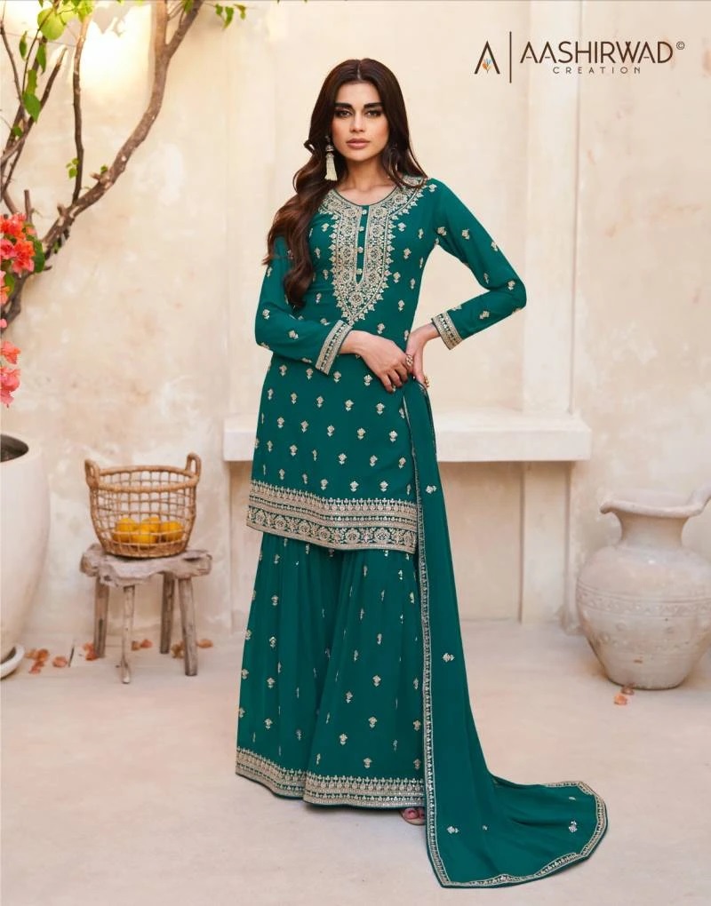 Aashirwad Zohra Embroidery Designer Kurti Palazzo With Dupatta Collection