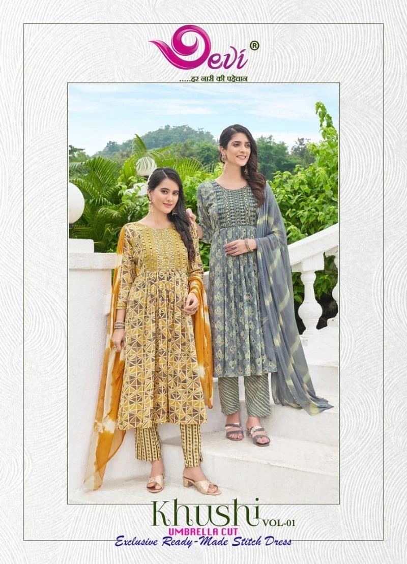 Devi Khushi 1 Rayon Designer Nyra Cut Kurti Collection
