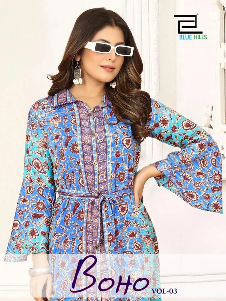 Blue Hills Boho Vol 3 Stylish Fancy Party Wear Kurti Collection