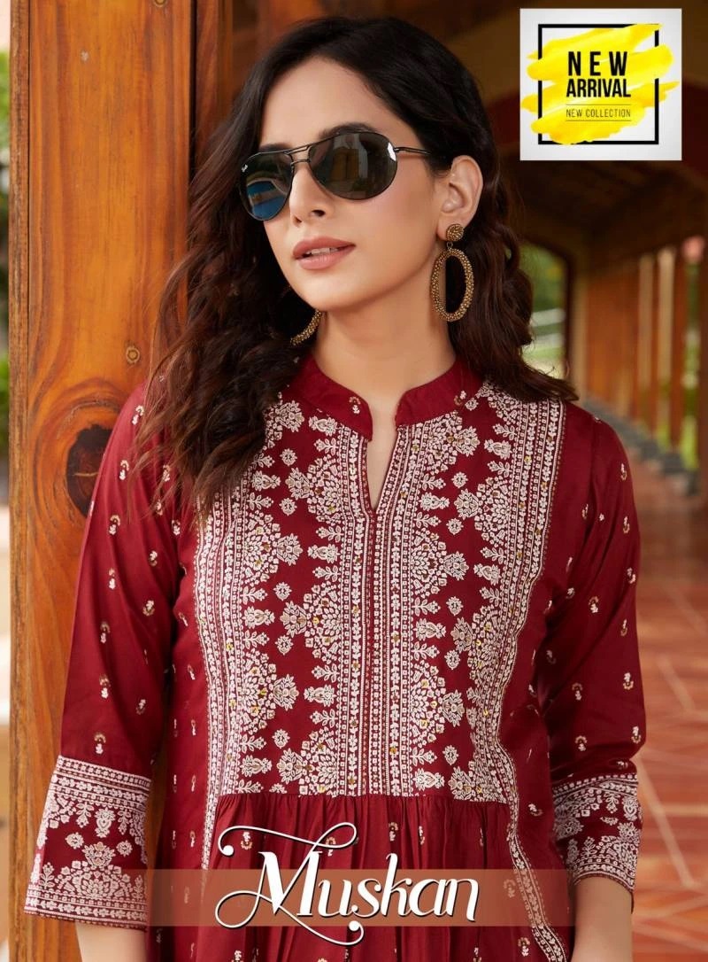 Golden Muskan Vol 01 Designer Anarkali Kurti Collection