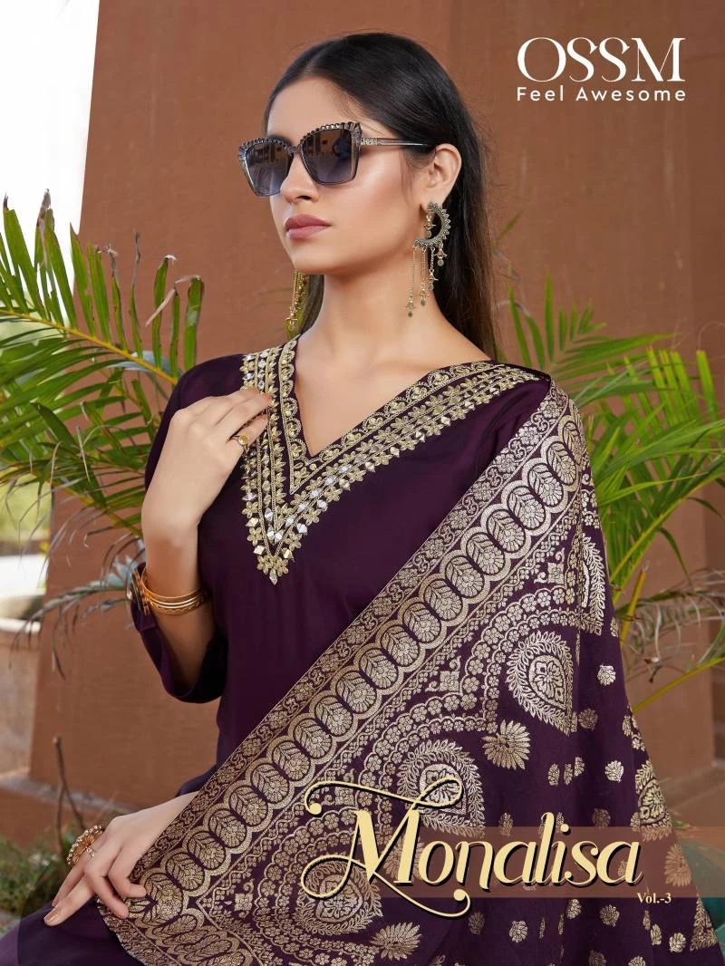 Monalisa Ossm Vol 3 Designer Fancy Neck Kurti Pant With Dupatta Collection