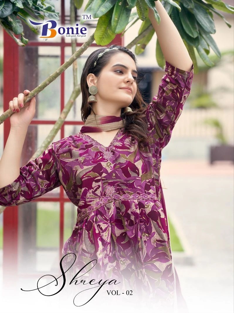Bonie Shreya Vol 2 Alia Cut Designer Kurti Pant With Dupatta Collection