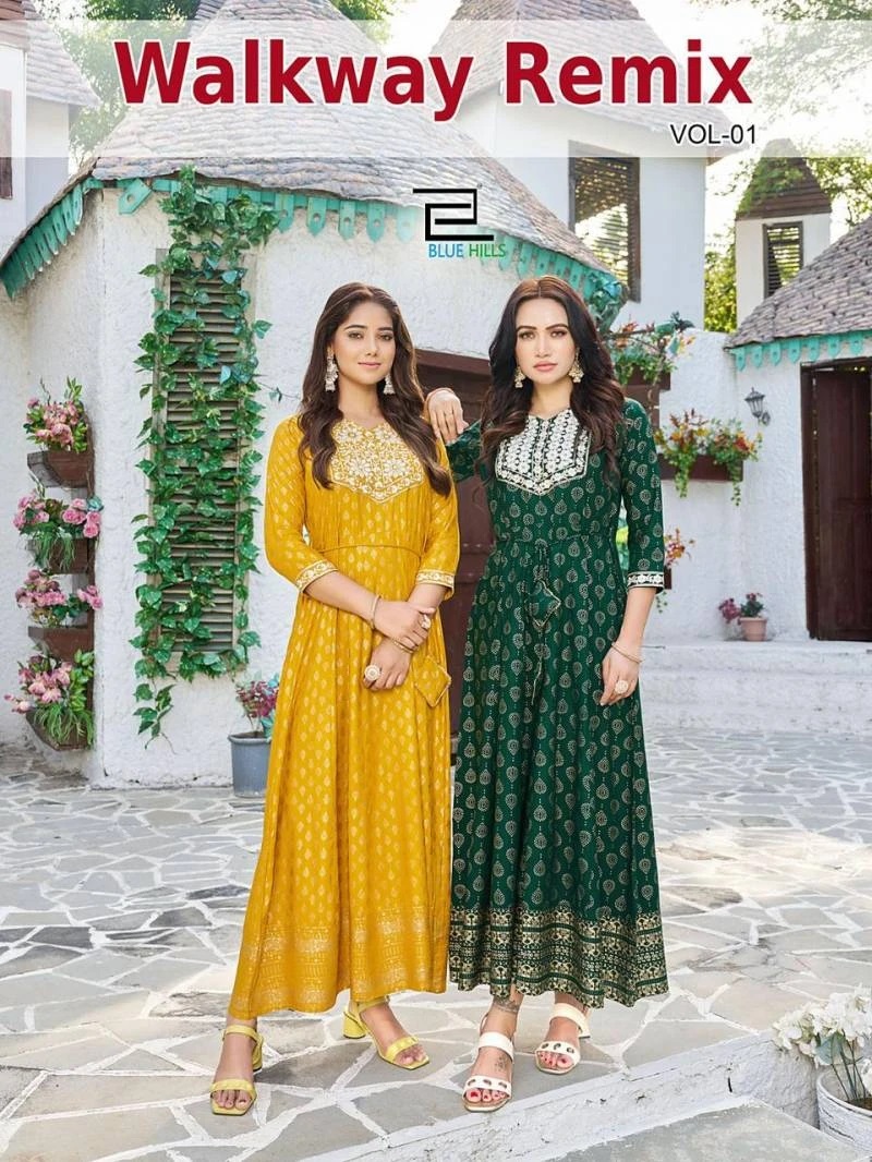 Blue Hills Walkway Remix Vol 01 Designer Long Kurti Collection