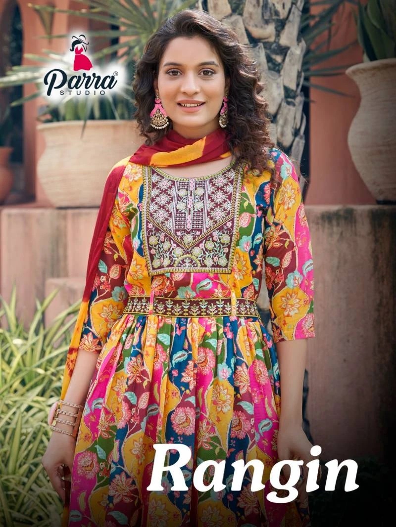 Parra Rangin Vol 1 Nayra Cut Kurti Pant With Dupatta Collection