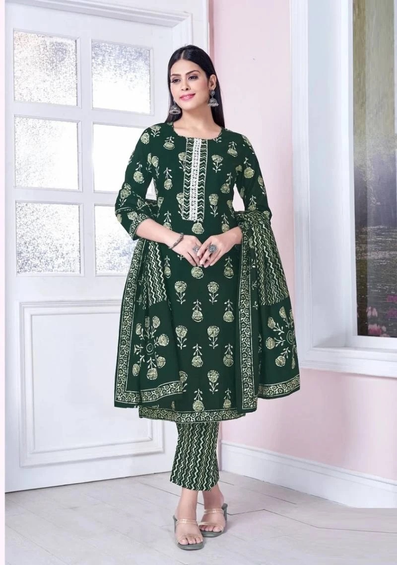 Balaji Battik Art Work Vol 4 Cotton Ready Made Dress