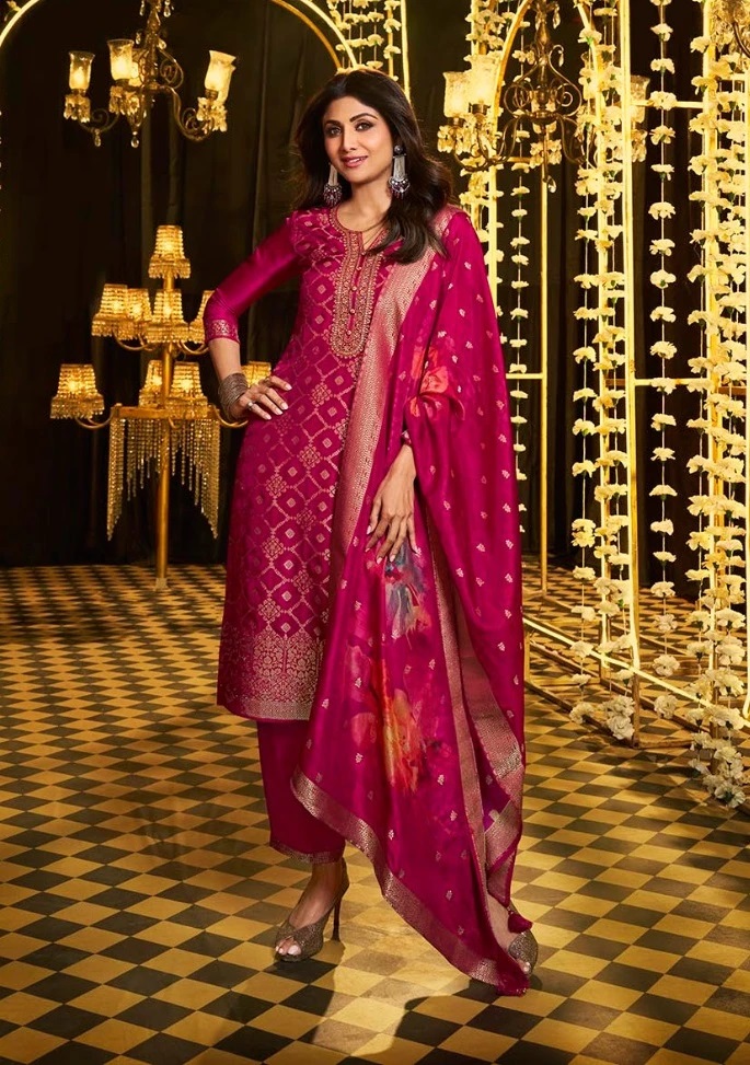 Vatsam Festive Jacquard Collection Heavy Embroidery Work Ready Made Collection