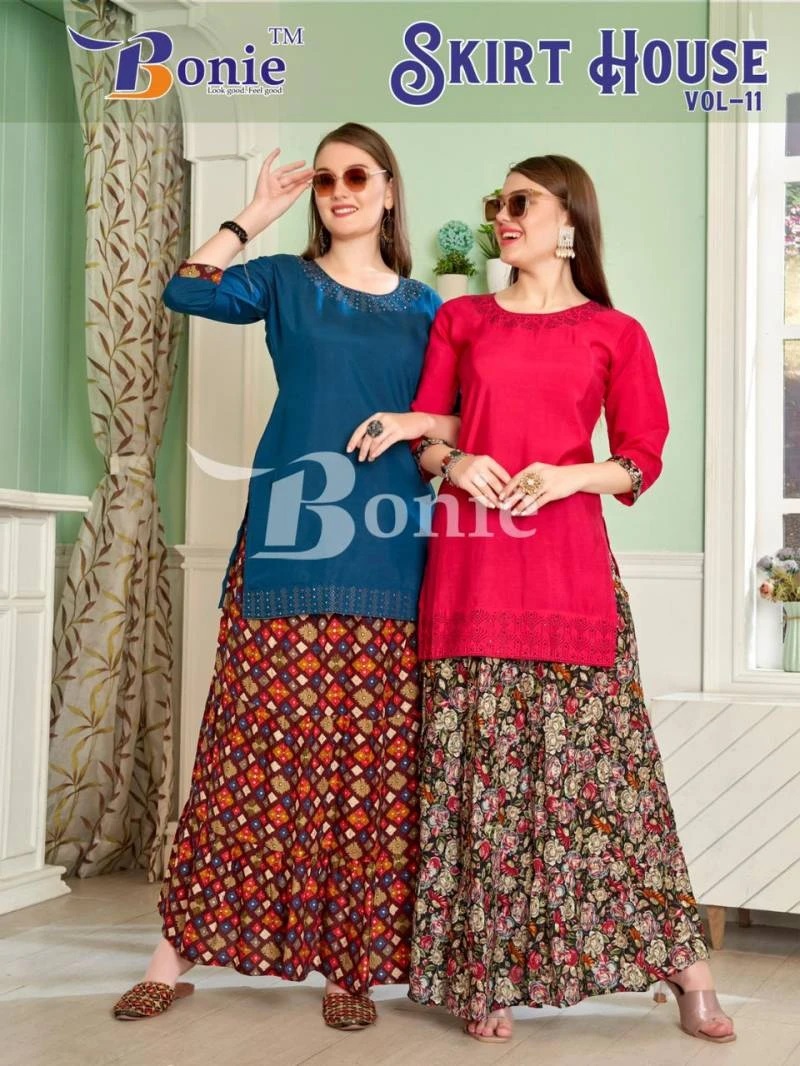 Bonie Skirt House 11 Printed Design Kurti With Skirt Collection