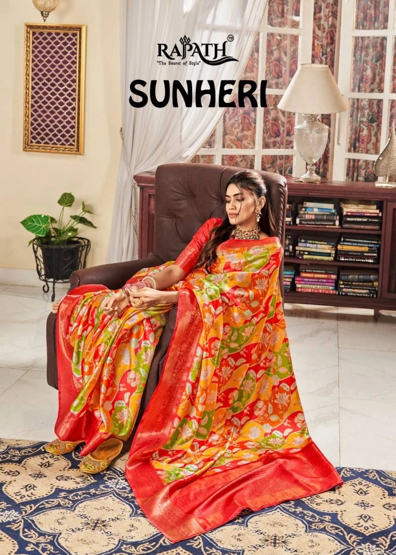 Rajpath Sunheri Satin Printed Saree Collection