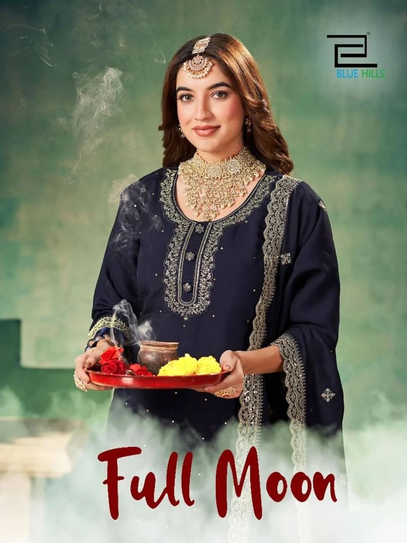 Blue Hills Full Moon Silk Sequence work Kurti Pant With Dupatta