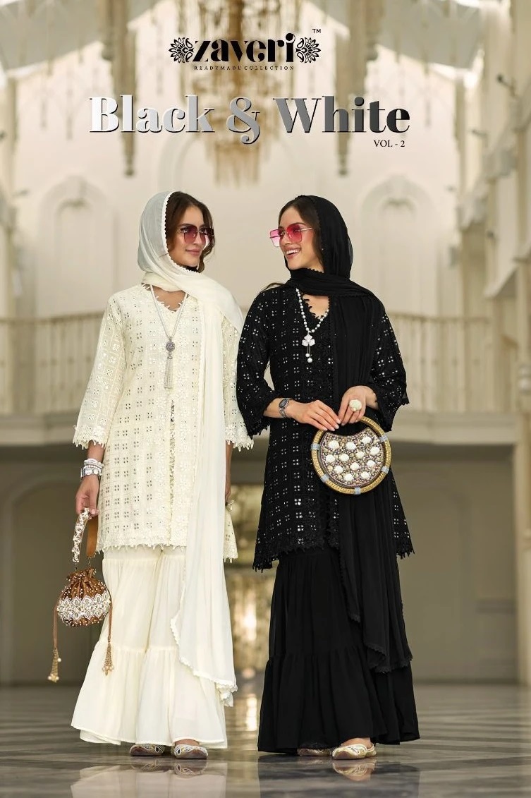 Zaveri Black And White Vol 2 Designer Kurta Palazzo Set Collection
