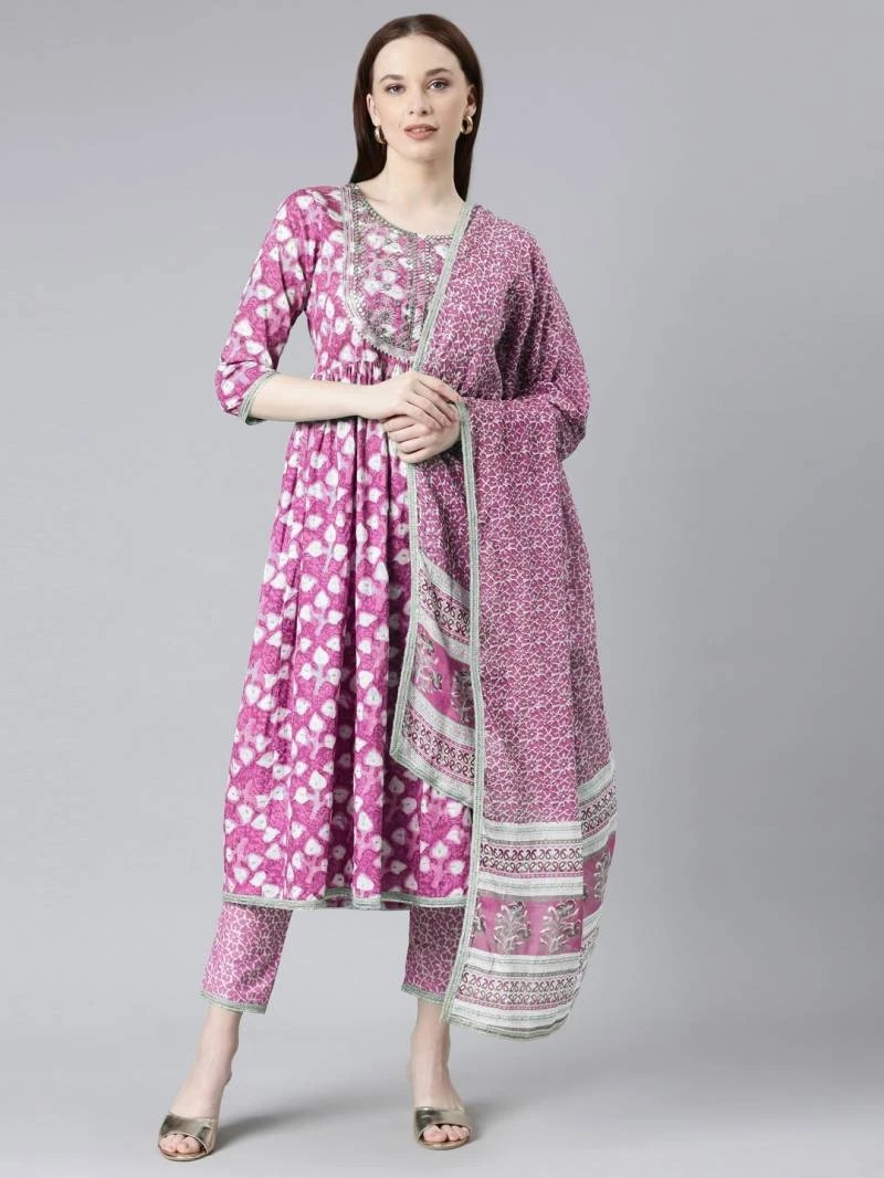 Ziyaa Vol 24 Floral Long Kurti Pant With Dupatta Collection