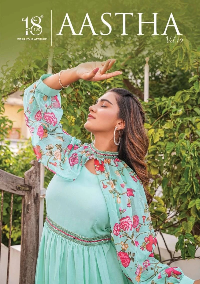 18 Attitude Aastha Vol 19 Party Wear One Piece Gown Collection