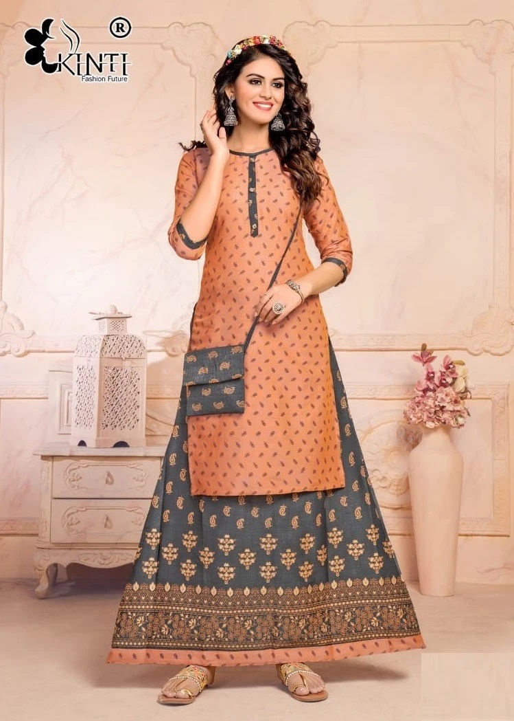 Kinti Hellaro Vol 21 Designer Kurti With Skirt Collection