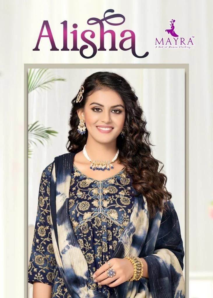 Mayra Alisha Fancy Alia Cut Long Kurti Pant With Dupatta Collection