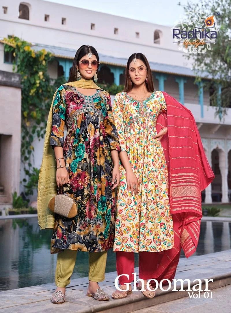 Radhika Ghoomar Vol 1 Designer Alia Cut Kurti Pant With Dupatta Collection
