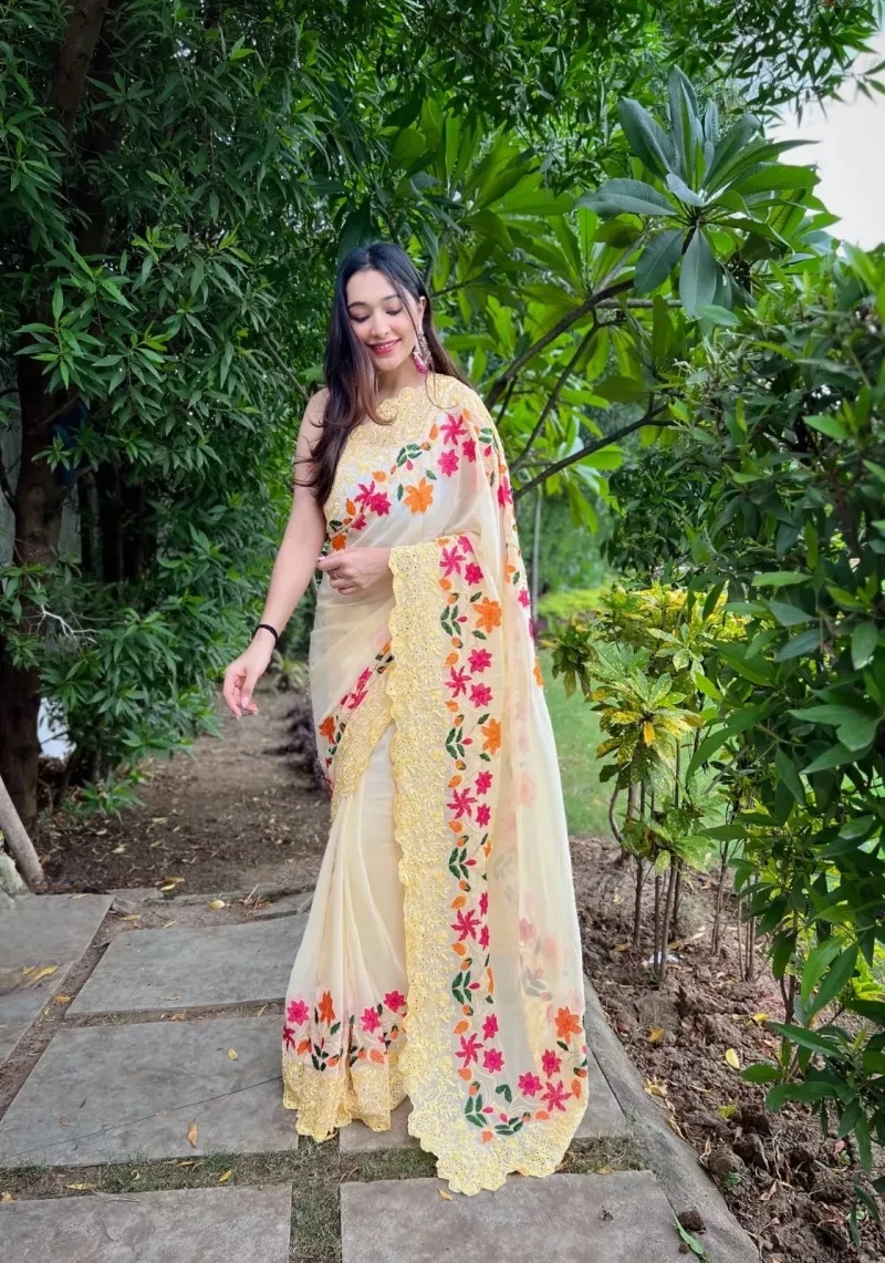 Jimmy 1 Embroidery Work Designer Saree Collection