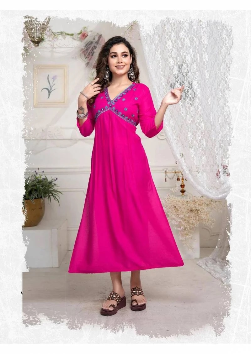 Trendy Rayon Embroidery Alia Kurti Low Price Wholesale Shop
