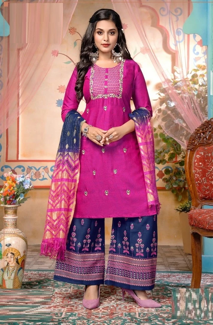 Kinti Hazel Vol 7 Designer Kurti Palazzo With Dupatta Wholesale Collection