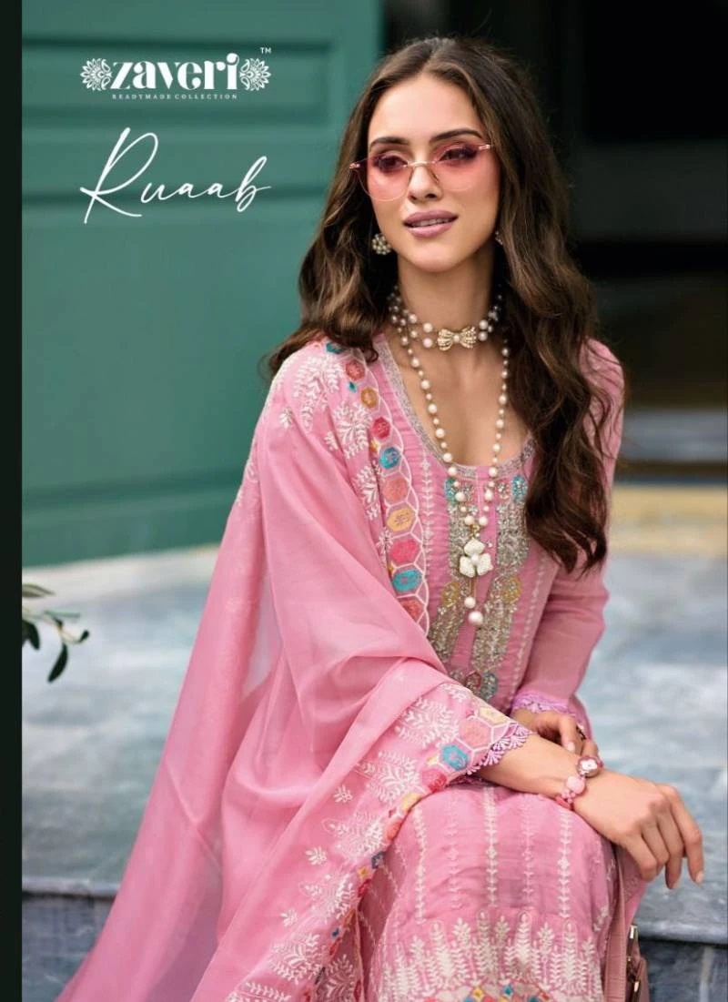 Zaveri Ruaab Embroidery Designer Kurti Pant With Dupatta Collection