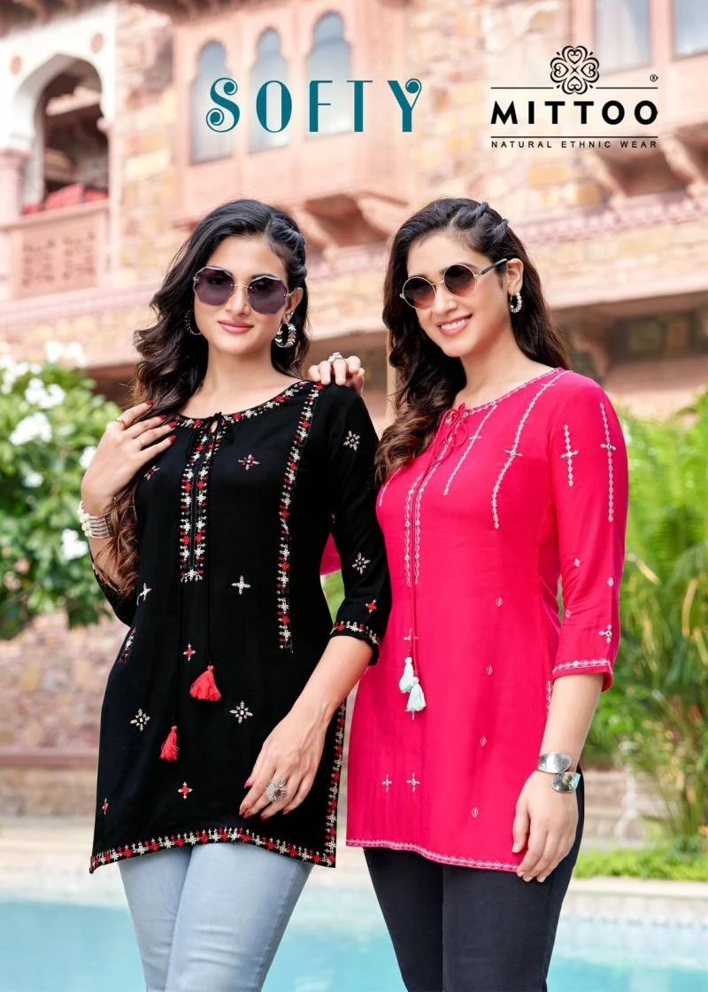 Mittoo Softy Party Wear Rayon Short Kurti Collection