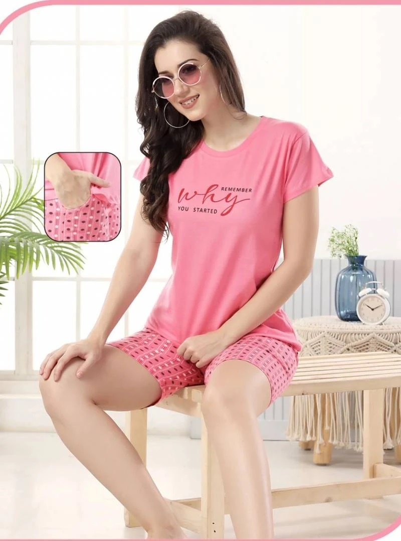Summer Special Shorts Vol B0190 Fancy Printed Night T-shirt And Shorts