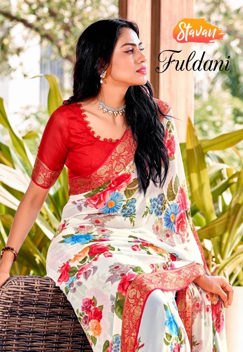 Stavan Fuldani Designer Printed Saree Wholesale Collection