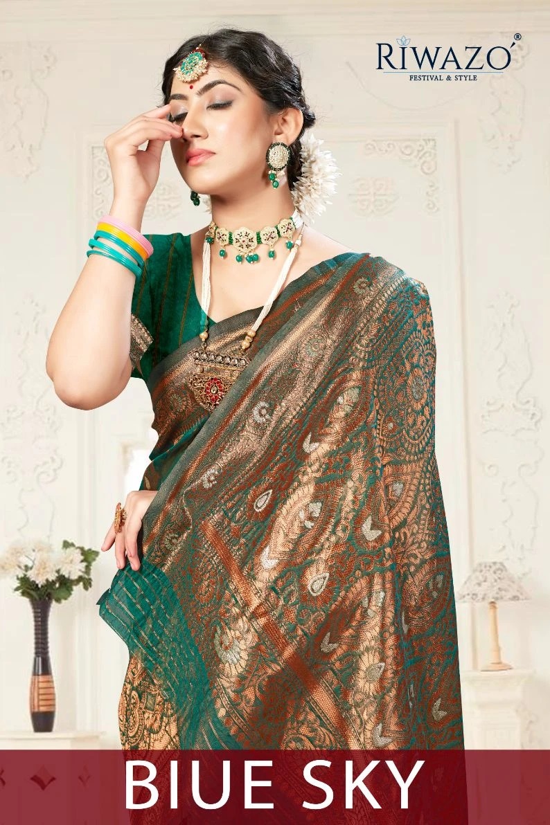 Riwazo Blue Sky Designer Organza Sarees Collection