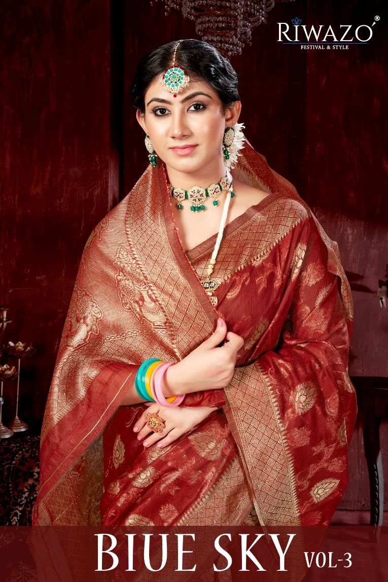 Trending Organza Designer Sarees Riwazo Blue Sky Vol 3 Collection