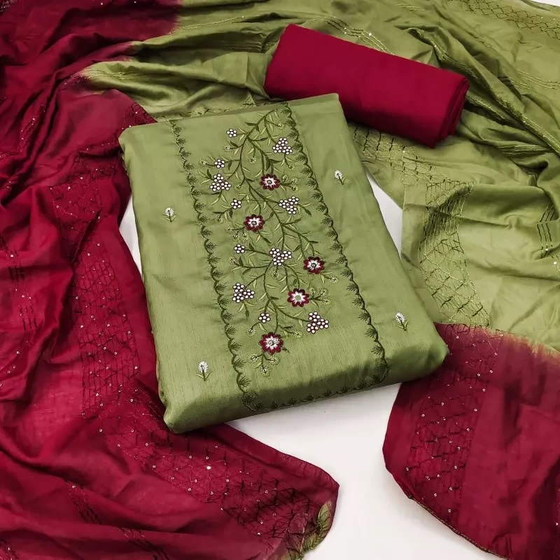 Color Set 518 Designer Silk Dress Material Wholesale Shop