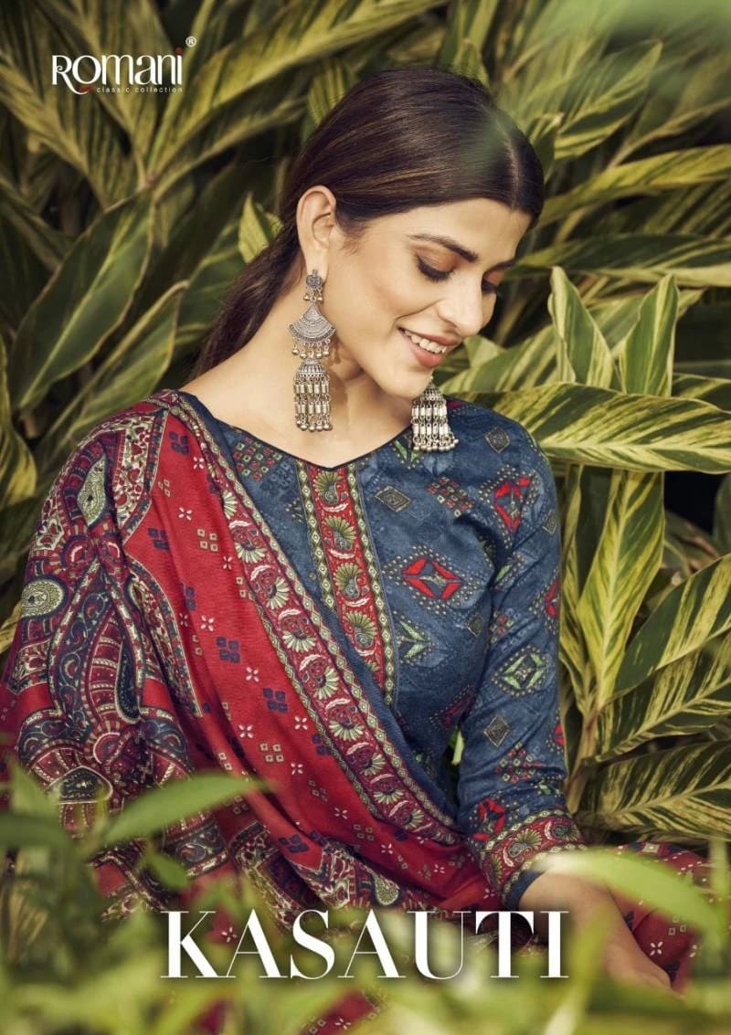 Romani Kasauti Woollen Pashmina Dress Material Wholesale
