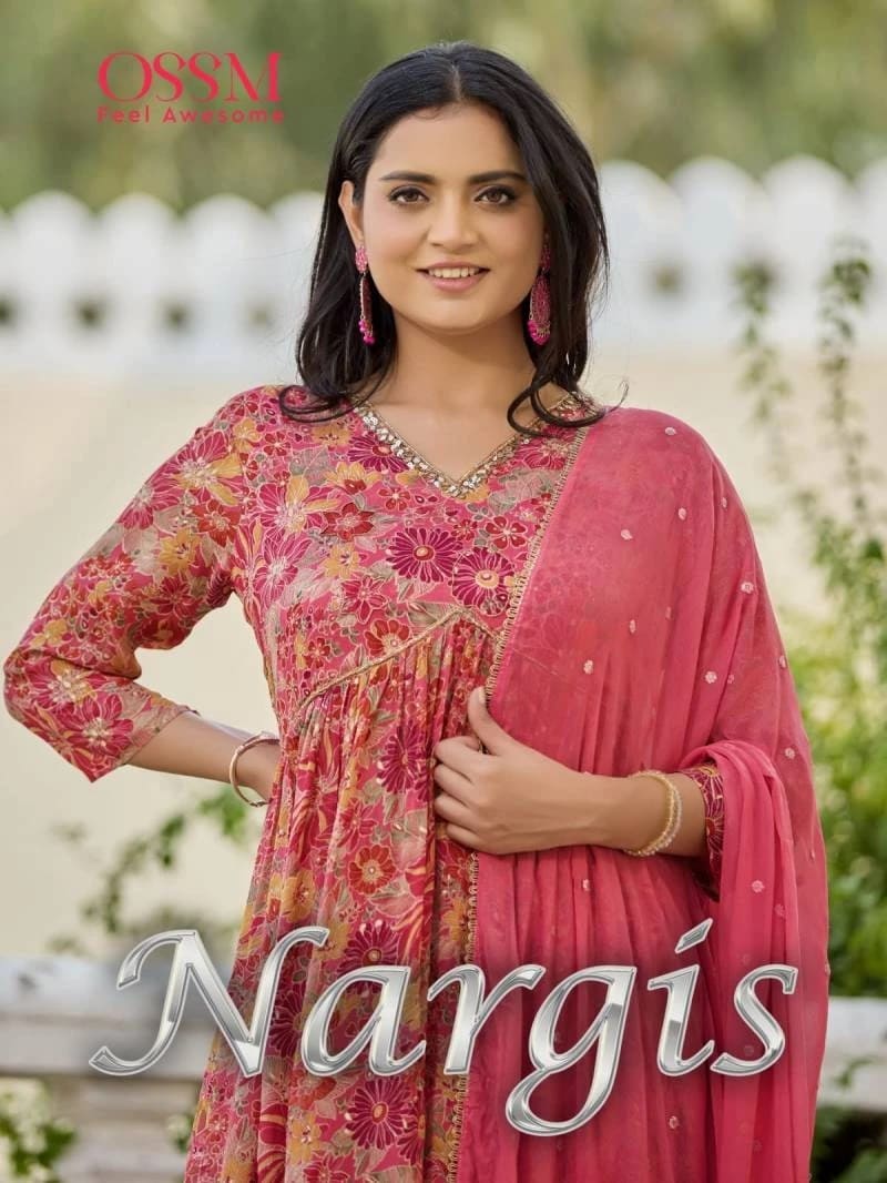 Ossm Nargis Premium Designer Alia Cut Kurti Pant With Dupatta Collection