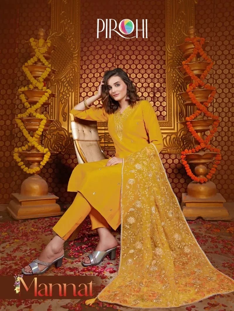 Pirohi Mannat Vol 1 Designer Kurti Bottom Dupatta Collection