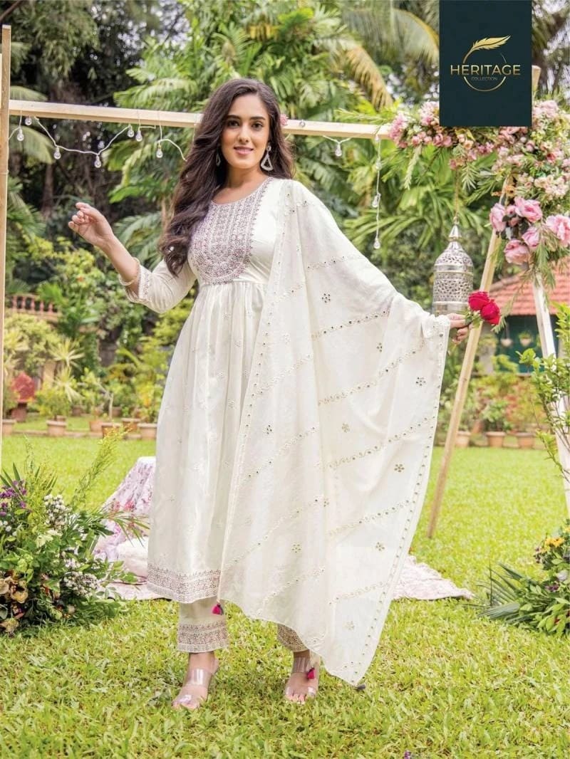 Heritage Zoya Festive Wear Kurti Pant Set With Dupatta Collection