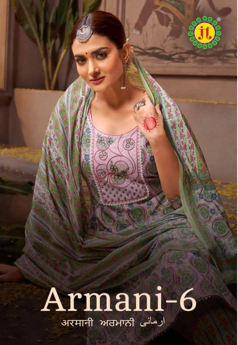Jt Armani Vol 6 Embroidery Cotton Dress Material Collection