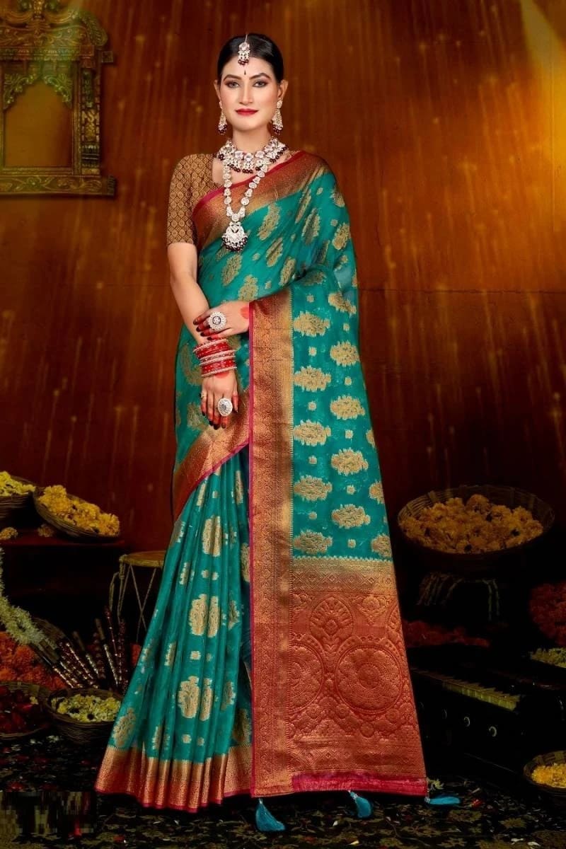 Saroj Kacchi Kali Organza Designer Saree Collection