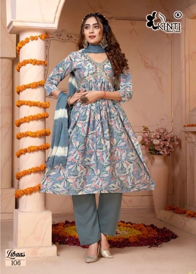 Kinti Libaas Festive Wear Alia Cut Kurti Pant With Dupatta Collection