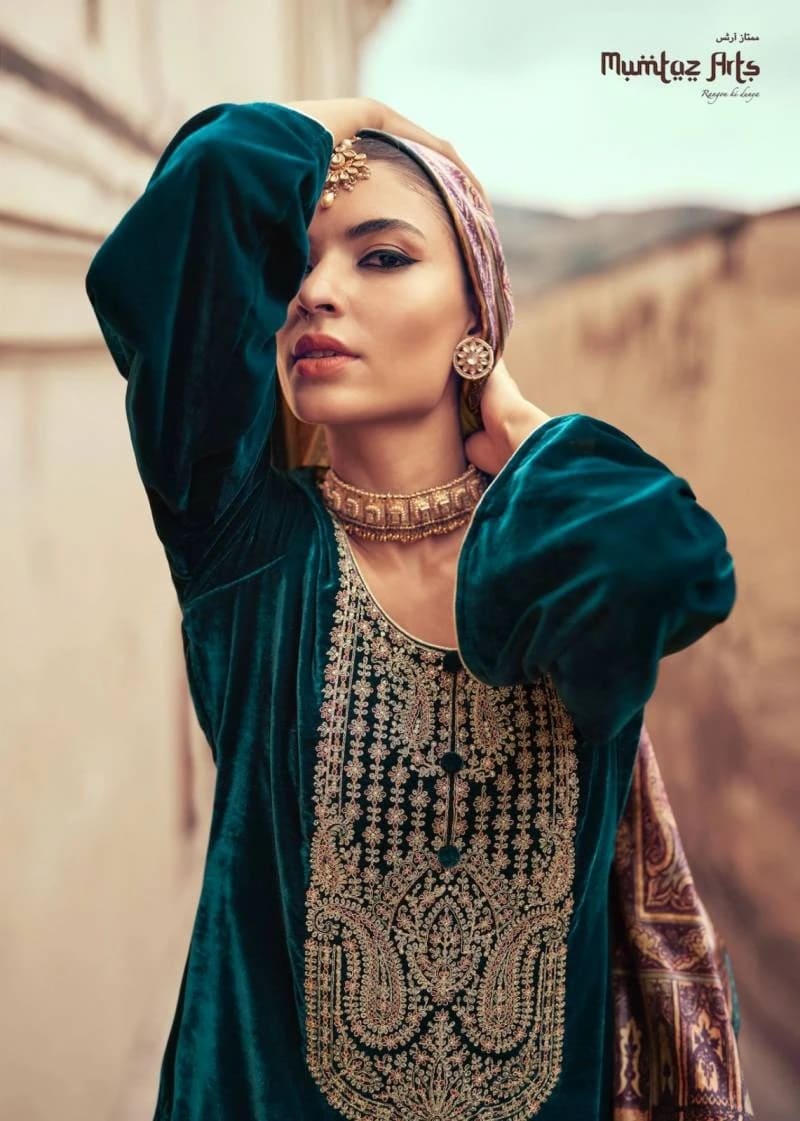 Mumtaz Safaa 68002 Velvet Designer Salwar Suit Collection