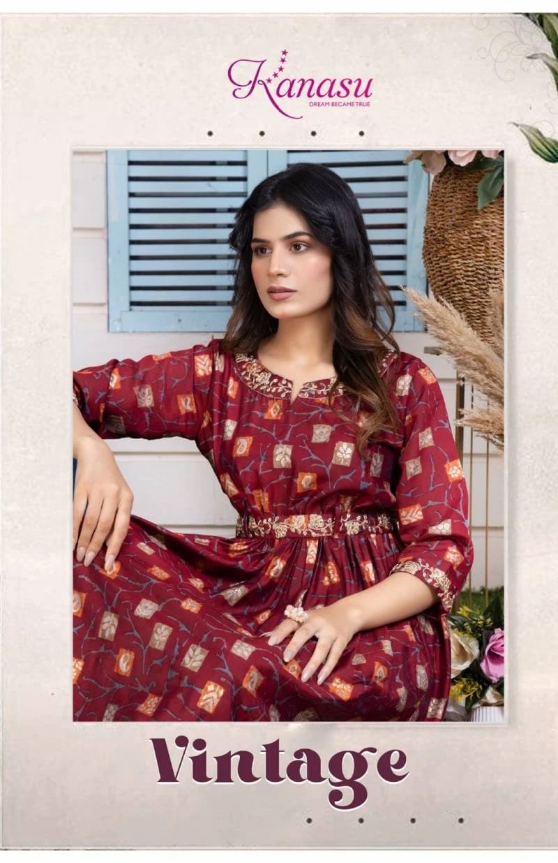 Kanasu Vintage Printed Designer Kurti Collection