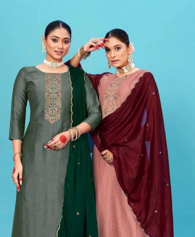 Naari Ayushi Silk Designer Dress Material Collection