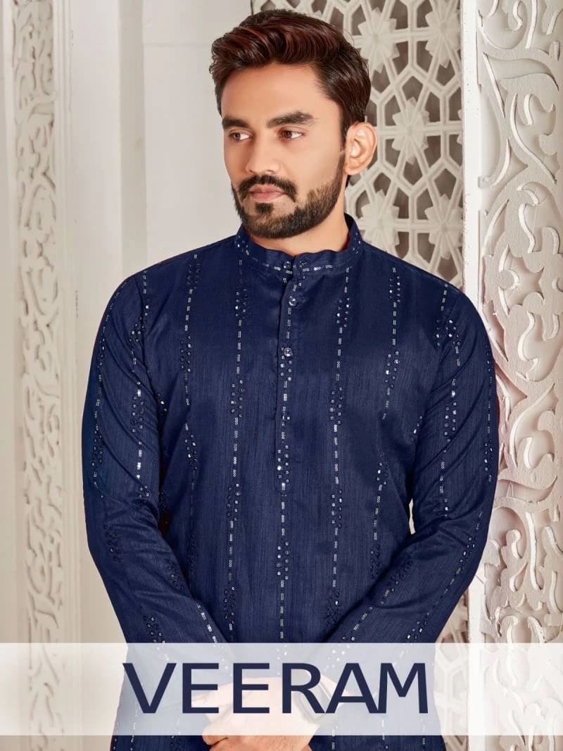 Veeram Silk Embroidery Designer Mens Kurta Collection