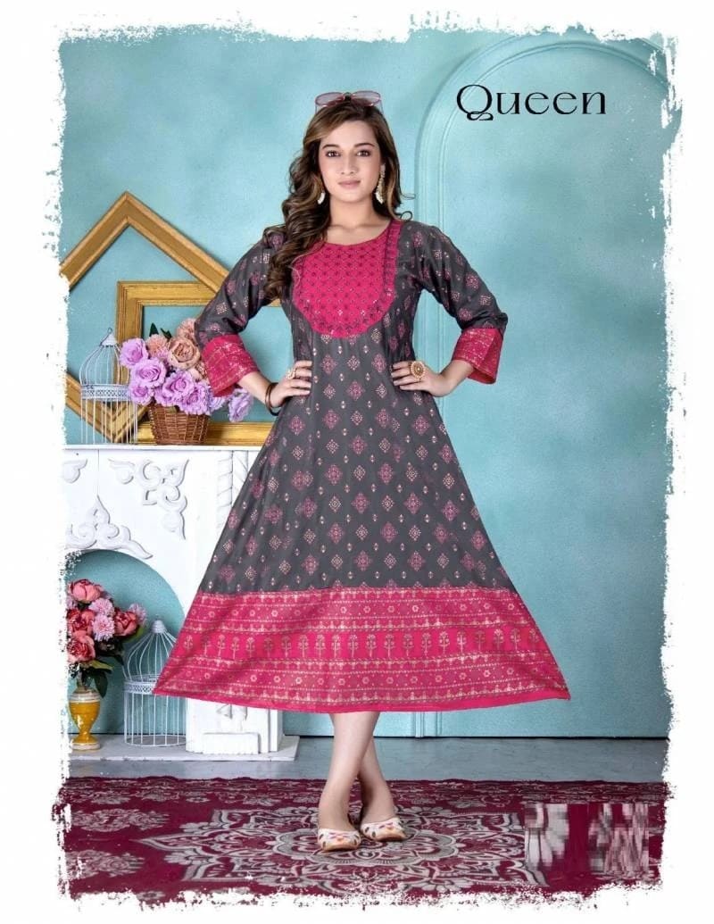 Trendy Golden Queen Rayon Anarkali Long Kurti Collection