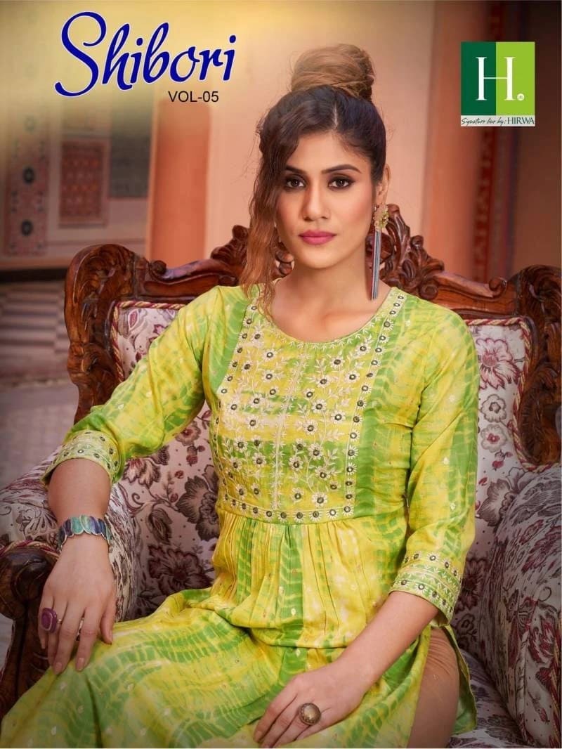 Shibori Vol 5 By Hirwa Rayon Prints Designer Kurti Collection