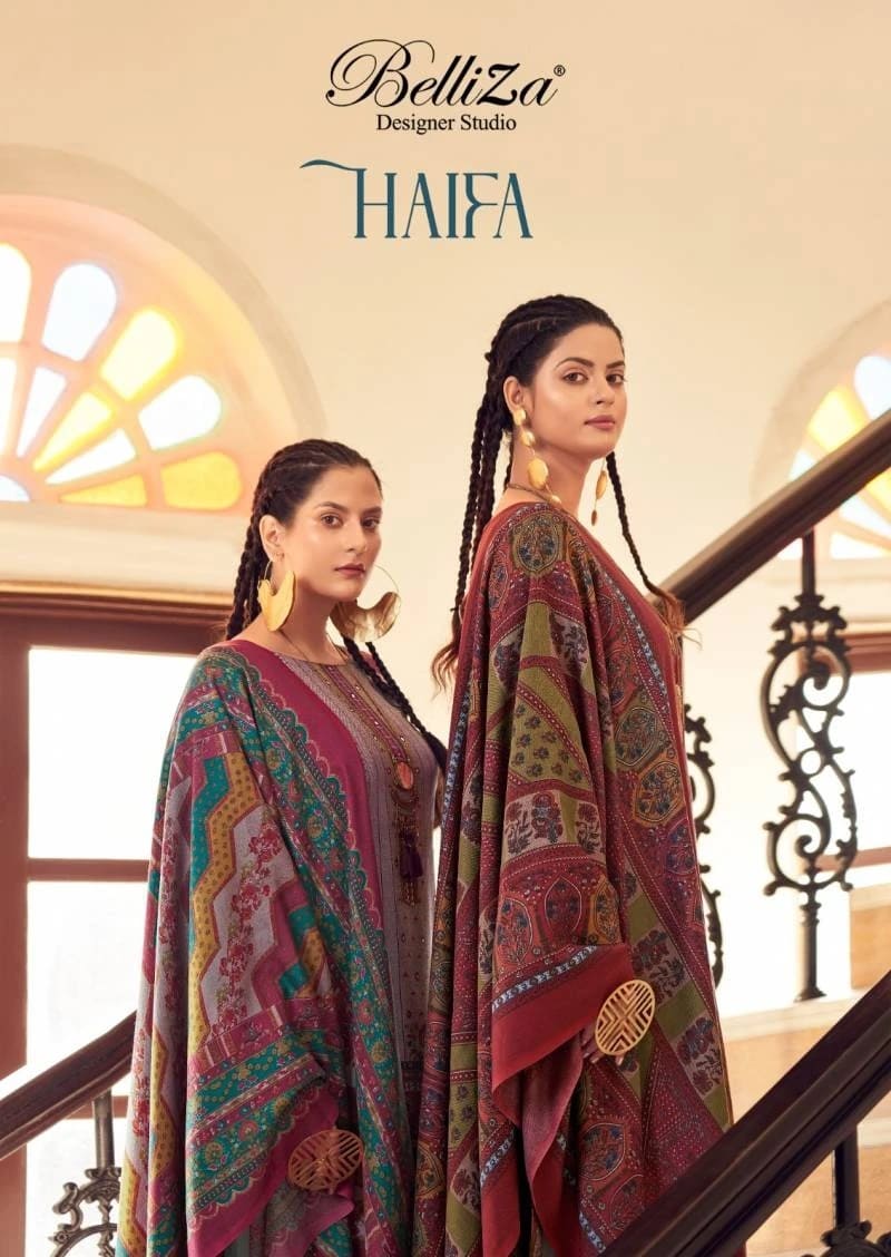 Belliza Haifa Winter Wool Designer Pashmina Dress Material
