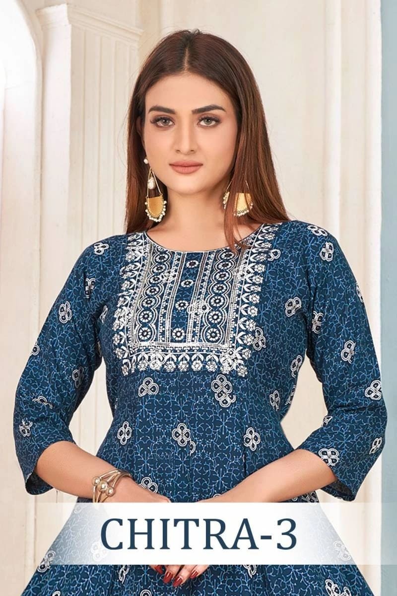 Chitra Vol 3 Stylish Sequence Work Rayon Kurti Wholesale