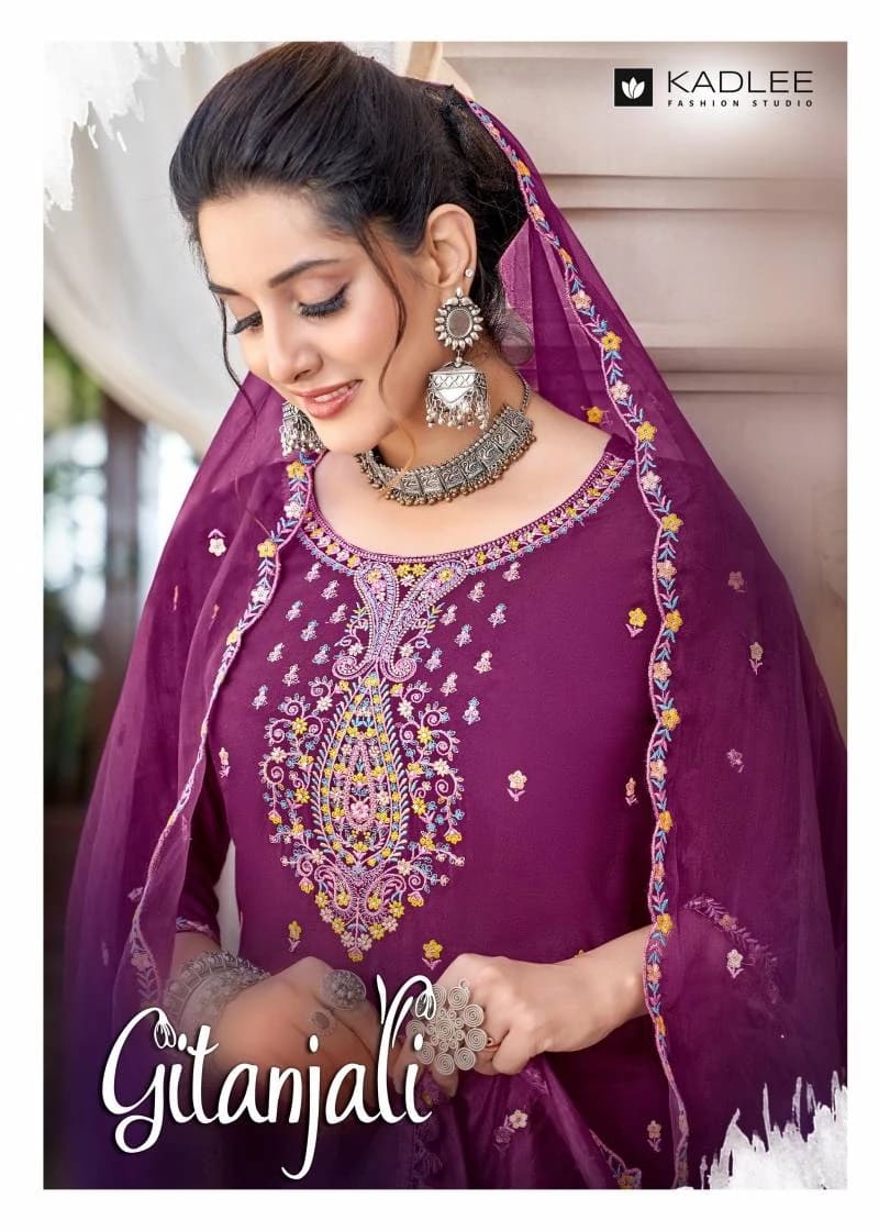 Kadlee Gitanjali Designer Embroidery Kurti Bottom With Dupatta Collection
