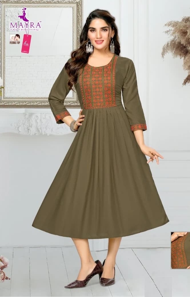 Mayra Kinjal Rayon Designer Wholesale Long Kurtis Online