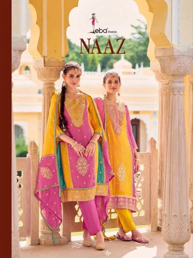 Eba Naaz Chinon Designer Embroidery Work Kurti Bottom With Dupatta Collection