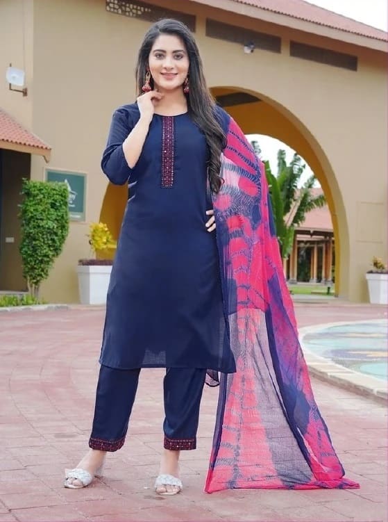 Paavi Bani Vol 3 Embroidery Daily Wear Kurti Pant With Dupatta Set