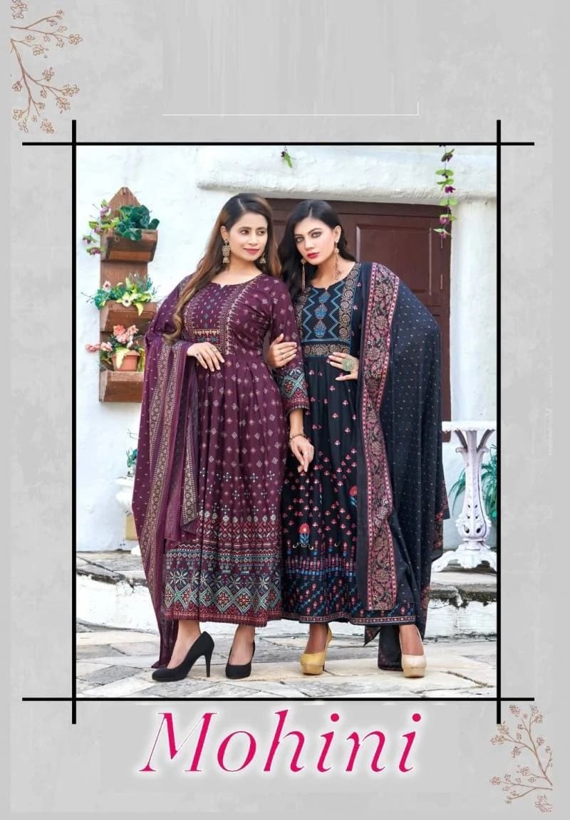 Golden Mohini Designer Rayon Long Kurti Collection Without Dupatta
