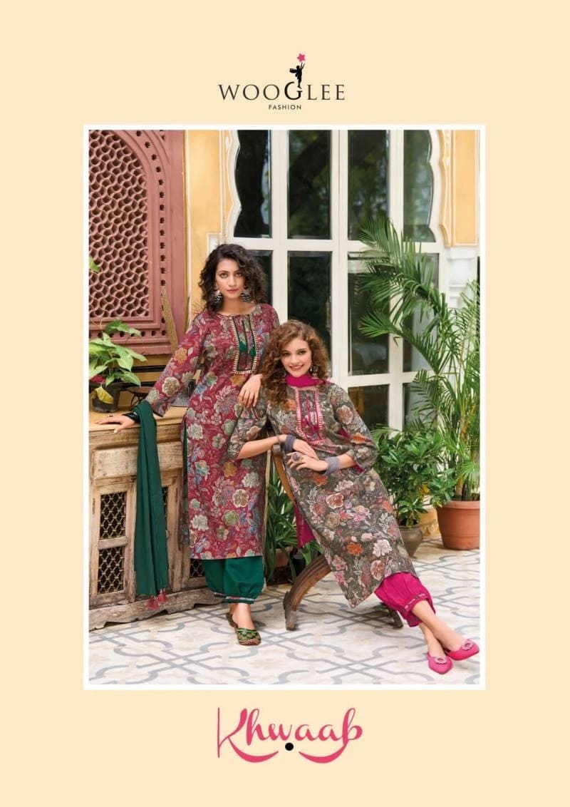 Wooglee Khwaab Modal Fancy Neck Kurti Pant With Dupatta Set Collection